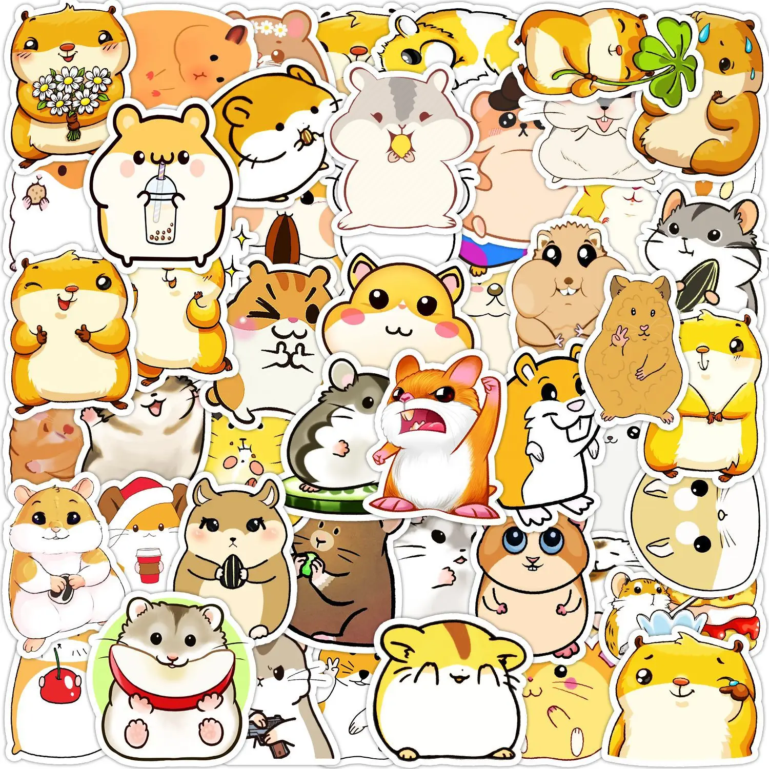 

50Pcs Cute Hamster Series Graffiti Stickers Suitable for Laptop Helmets Desktop Decoration DIY Stickers Toys Wholesale