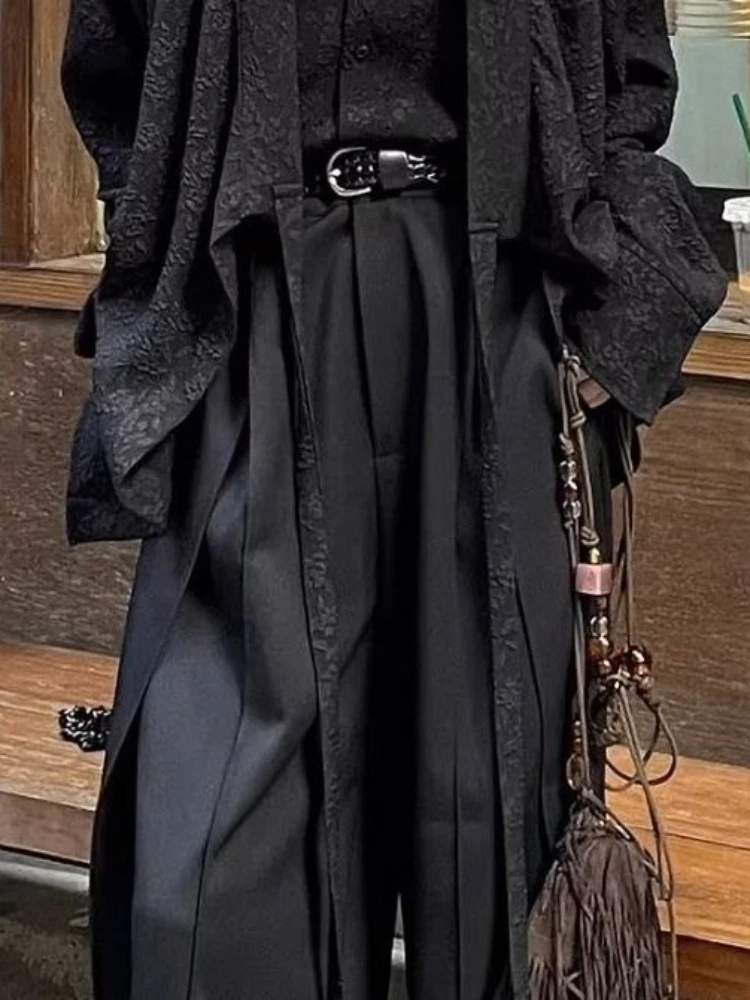 ADAgirl Vintage Japanese Style Woman Baggy Suit Pants Y2k Pleated Black Harajuku Gothic Korean Fashion Streetwear Summer Bottoms