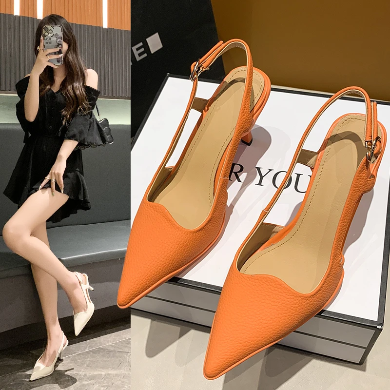 Women Summer New Sexy Simple Casual Temperament Sandals with Pointed Toe and Stilettos Women Shoes High Heel Sandalias De Mujer