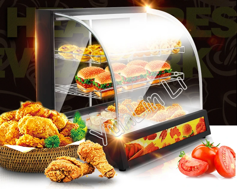 Food Heat Preservation Cabinet Commercial Food Warmer Cooked And Pastries Long Lasting Heat Preservation Showcase