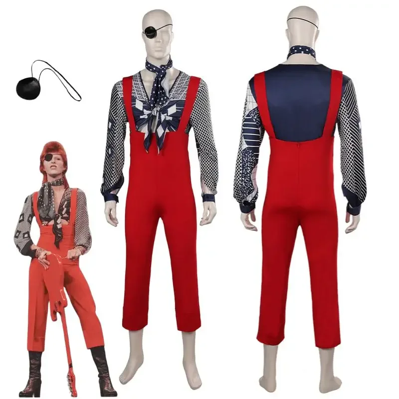 

David Legend Bowie Cosplay The Thin White Duke Costume Disguise Adult Men Overalls Shirt Scraf Fantasia Halloween Carnival Suit