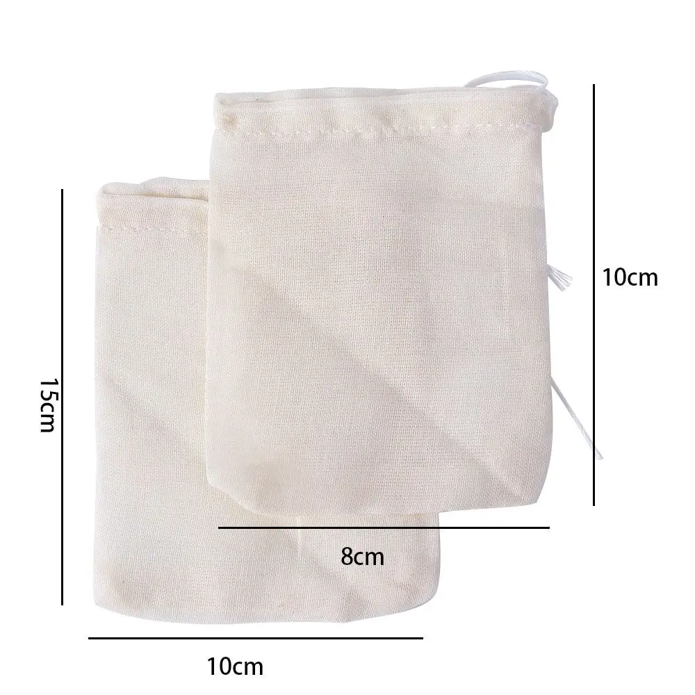 Reusable Natural Unbleached Portable Tea Filter Sachet Bag Muslin Bag Cotton Pouch Drawstring Bags 6