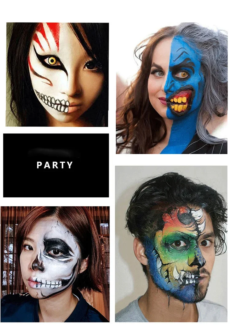 Face Painting Kit - Non-Toxic Body Makeup with Loose Powder for Halloween  Cosplay
