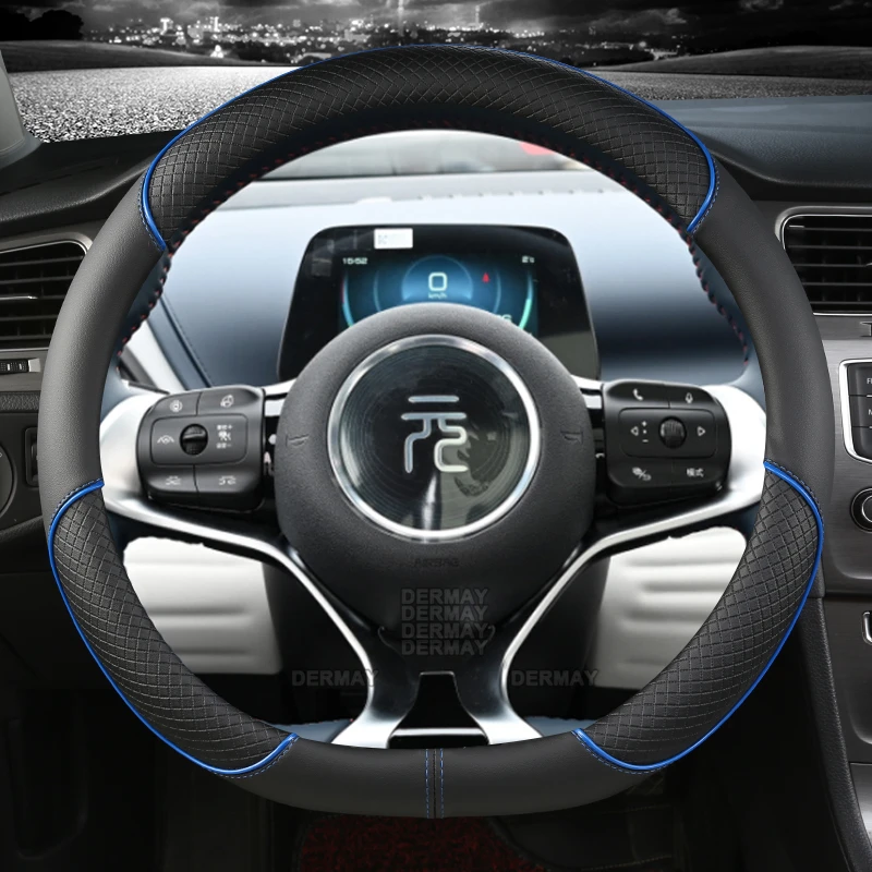 Steering Wheel Cover For BYD Dolphin Atto3 Atto 3 EV Yuan Plus Microfiber Leather Sport D Shape Car