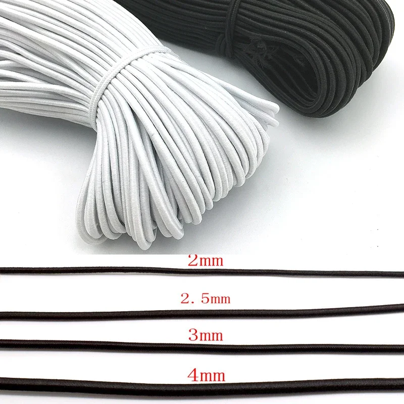 Wholesale 1mm 2mm 3mm 4mm White Black Thin Round Elastic Bands