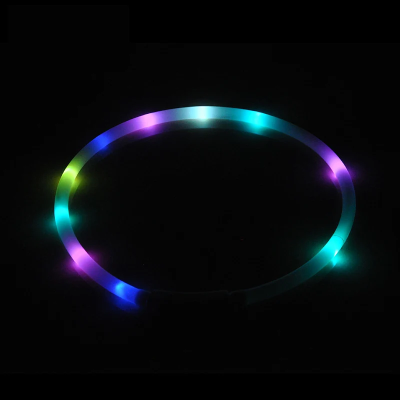 Pet Dogs Cats LED Light Collars Rechargeable Flashing Night Dog Collars USB Luminous Collar Pet Neck Decoration Glowing In Dark 