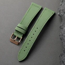 Premium Waterproof Fluororubber Leather Strap - Quick Release, Soft, Retro Design in Blue, Black, and Brown - 22mm (A rose gold)