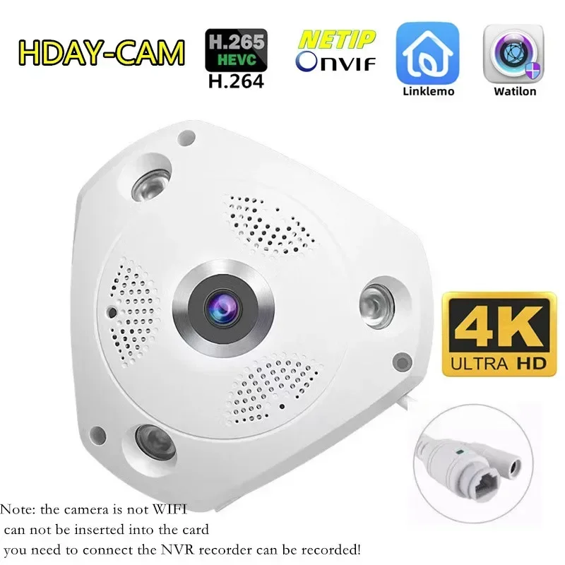 4K 8MP 5MP 4MP Fisheye VR Camera IP POE Indoor Home Security Panaromic ...