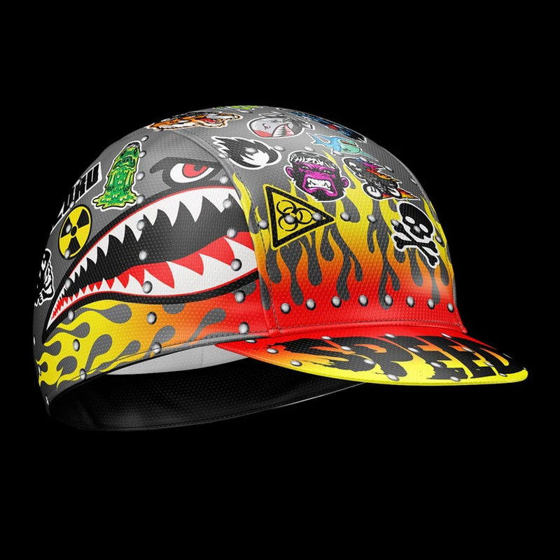 HIZOKU Cycling Caps Sawtooth Shark Floral Print Bike Hat One Size Fits Most 3