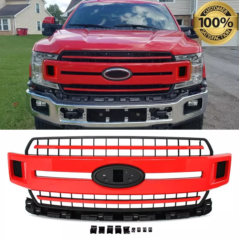 

Решетка для 2018-2020 Ford F-150 F150 Race, красная передняя решетка радиатора в сборе
