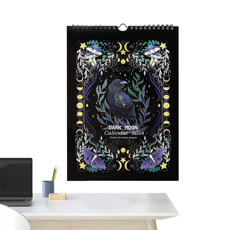 

2024 Dark Forest Animal Elf Calendar Dark Moon Wall Calendar 12 Months Moon Calendar With Illustrations For Bedroom Fireplace