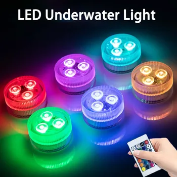 RGB Submersible LED Light – 3 LEDs, Waterproof Underwater Lamp with Remote, Battery-Powered, Color-Changing for Pool, Garden & Party Decor 1