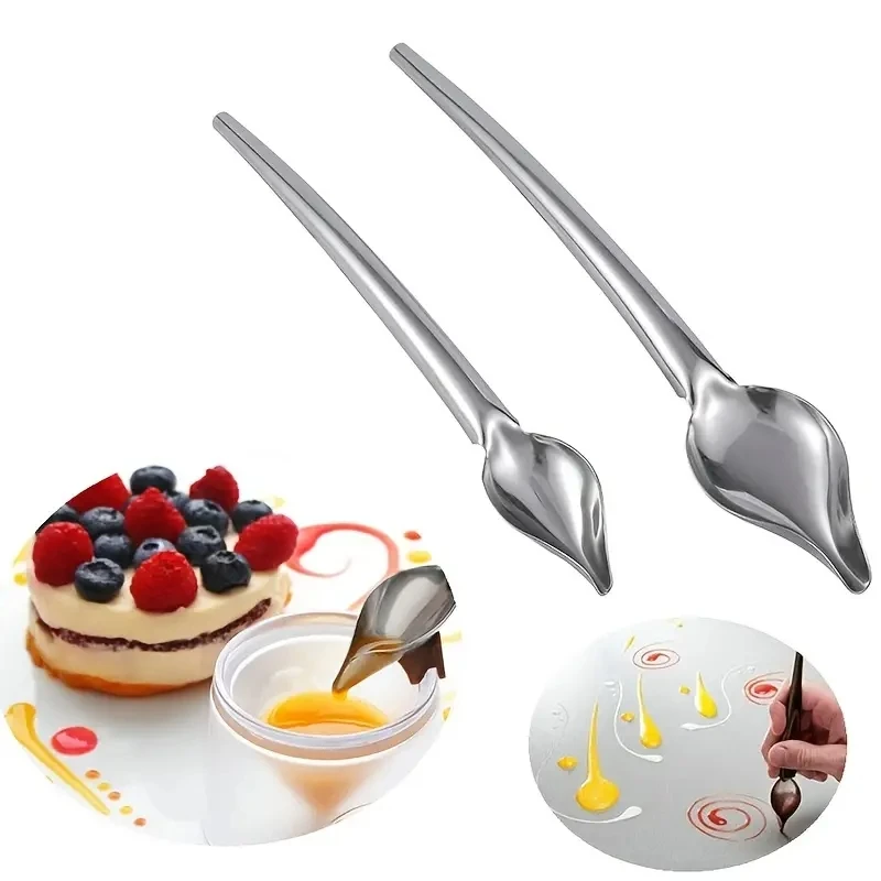 1pc Chocolate Cream Spoon Stainless Steel For Coffee Baking Cake Decoration Sauce Embellishment Confectionery Bakery Tools cake decorating tip set cake icing nozzles baking nozzle set cake decorating nozzle set baking supplies