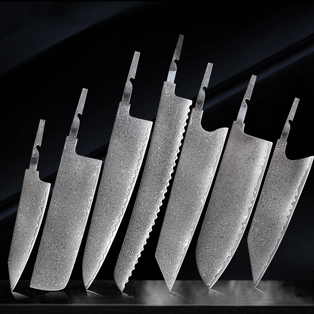 KitchenKnifeBladeBlankDamascusSteelCustomChefKnifeSetMaking