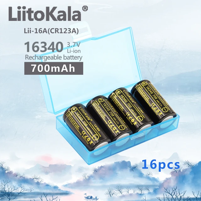 Batería de litio CR123A, paquete de 12 baterías de 3.7 V 123 baterías  recargables de alta potencia de 800 mAh, 10 años de vida útil para cámaras  Arlo