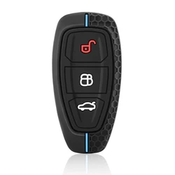Premium Silicone Car Key Cover - Sleek and Durable Protection (Black Blue - line)