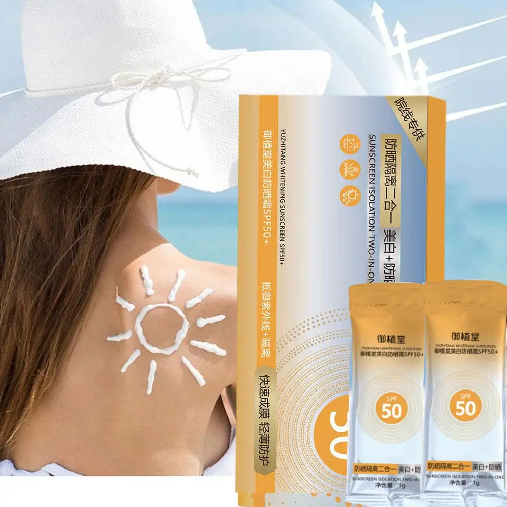 Protector solar Spf50 3 en 1, protección UV, aislamiento, blanqueamiento de la piel, protege del sol, antiquemaduras, crema antienvejecimiento