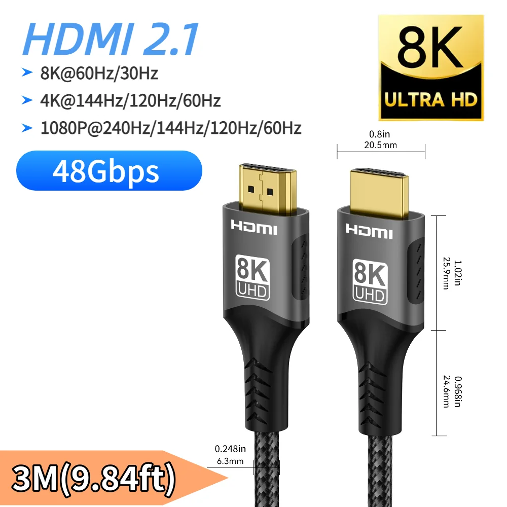 Ultra High-Speed 8K HDMI Cable with HDR and EARC Support