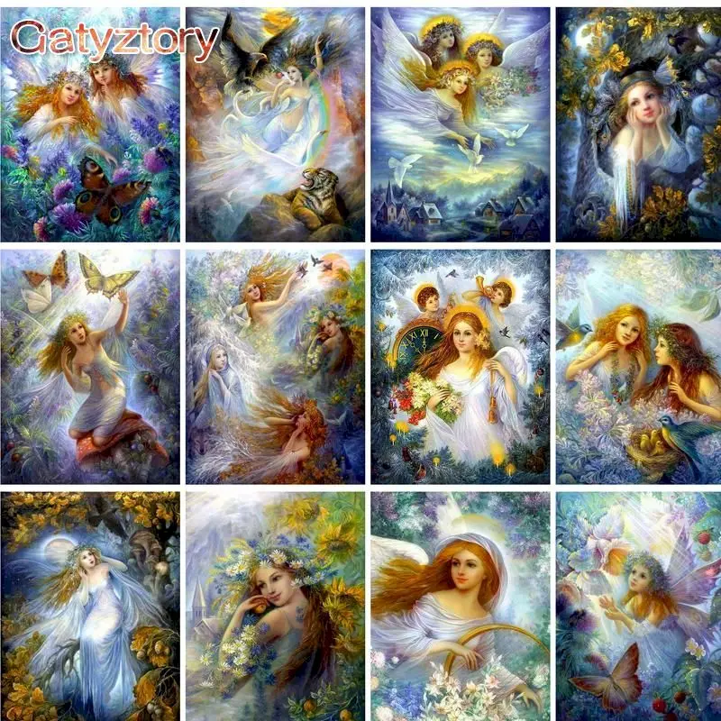 

GATYZTORY Painting By Number Fairy Figures On Canvas Acrylic Paint For Adults Wall Art Oil Picture Drawing Coloring By Number Ho