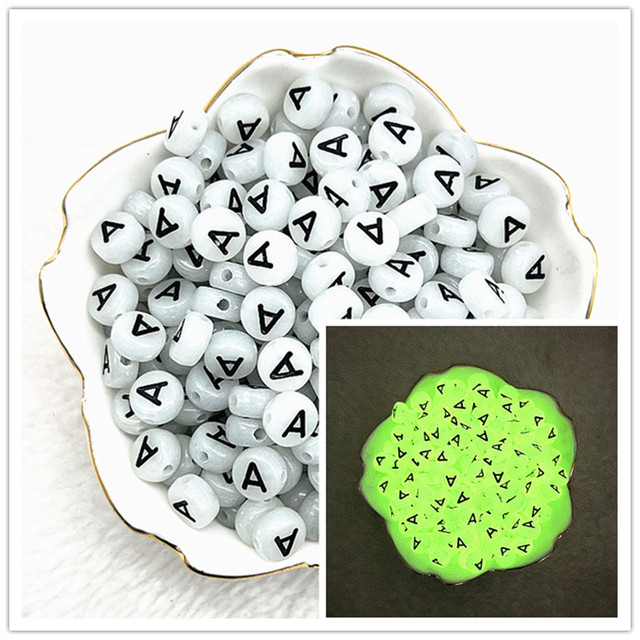 7x4mm A-Z Luminous Beads Letter Beads Acrylic Spaced Beads For Jewelry Making DIY Charms Bracelet