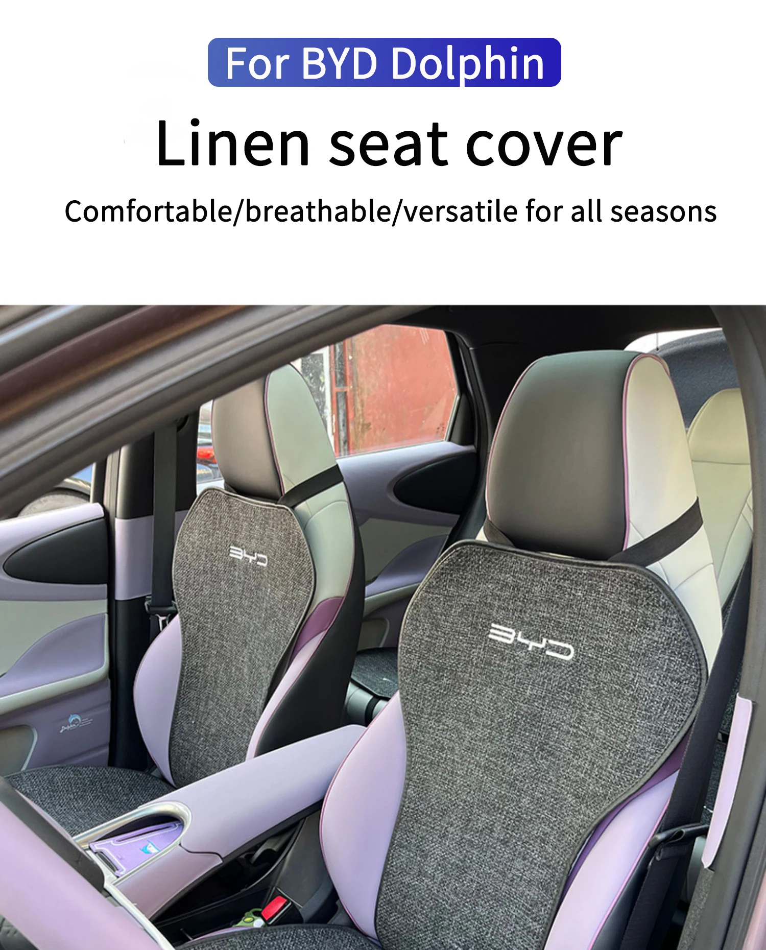 Car seat cover cushion For BYD Dolphin 2022 2023 Linen seat cover Breathable and comfortable Seat protection accessories