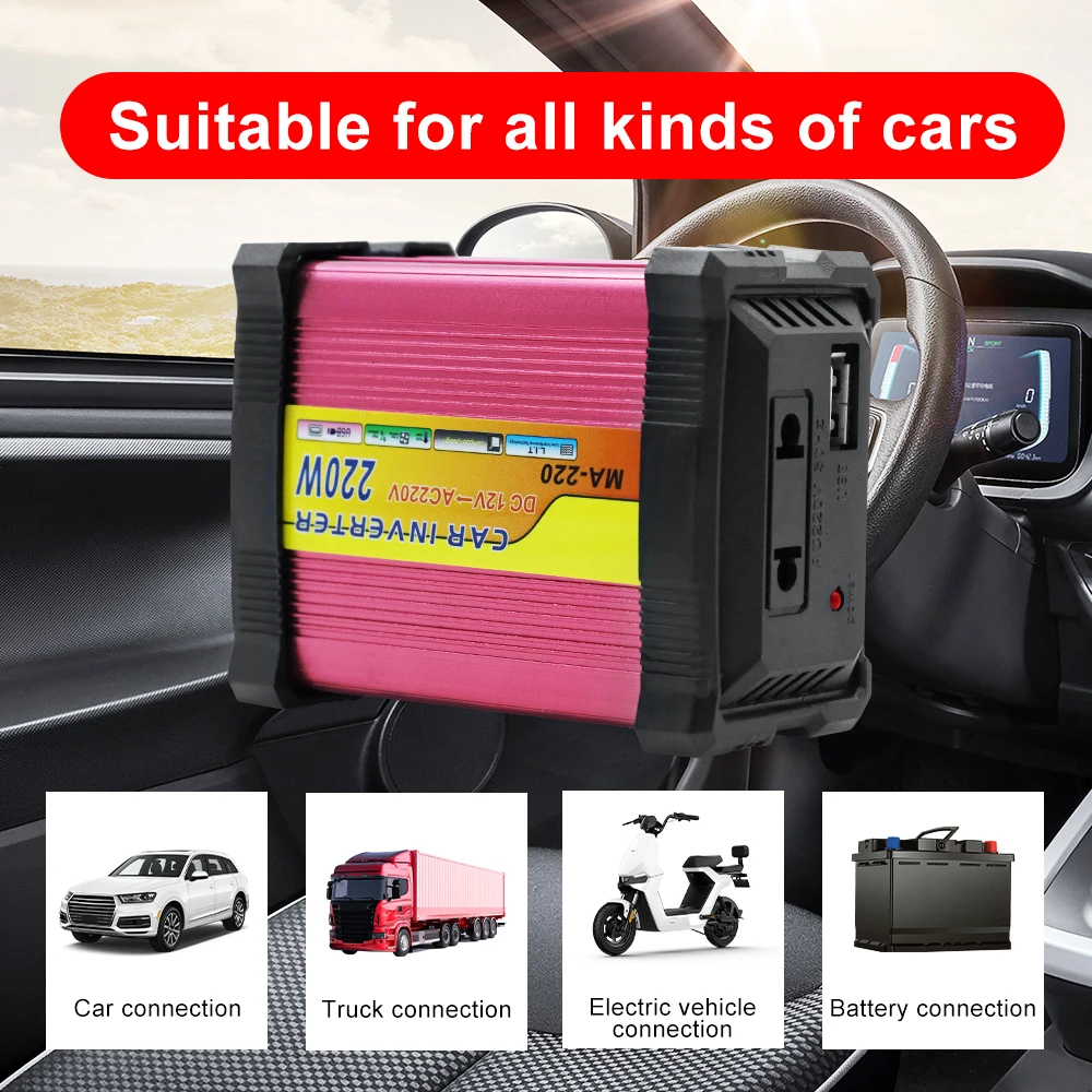 Portable 220W Multifunctional Power Inverter with USB and Advanced Protection