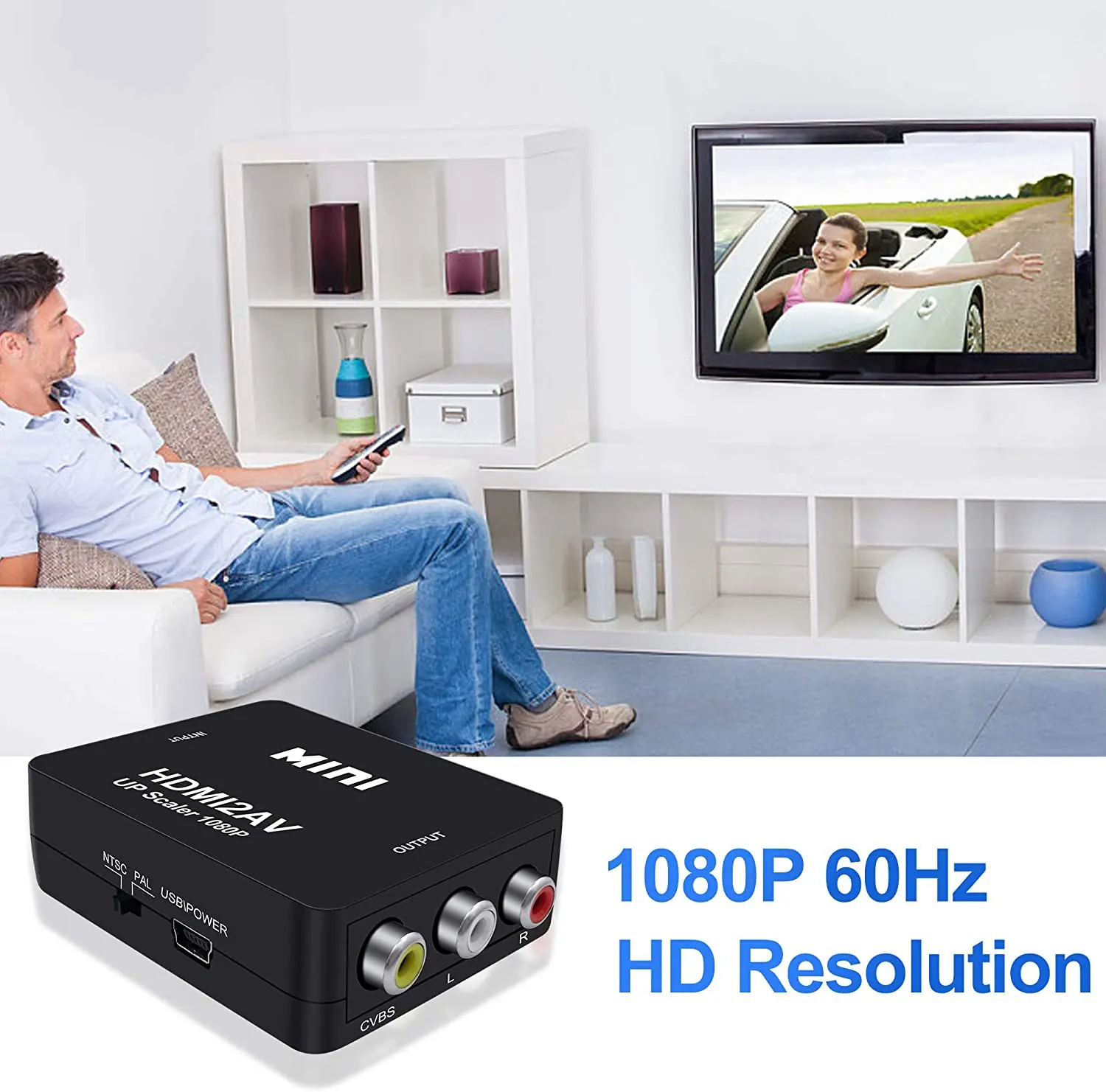 HDMI to RCA  AV/CVSB L/R  ڽ HDMI2AV 1080P HDMI to AV , PC Ʈ CRT TV  ڽ  NTSC PAL
