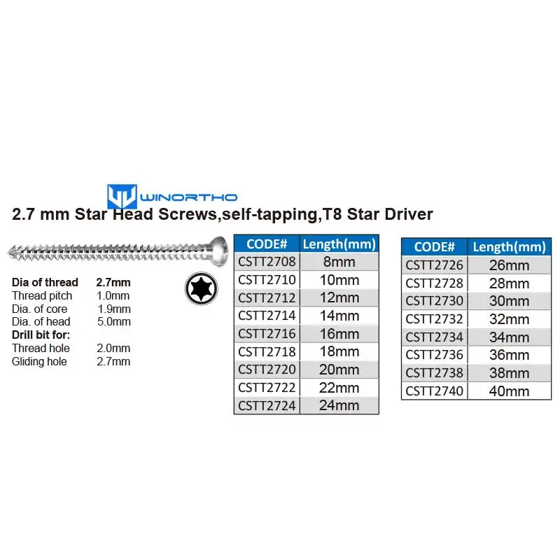 2.7mm star head screws self-tapping screwdriver AO winortho Veterinary Instrument animal orthopedic vet tool veterinary surgical instruments orthopedic instruments For pet alps tplo