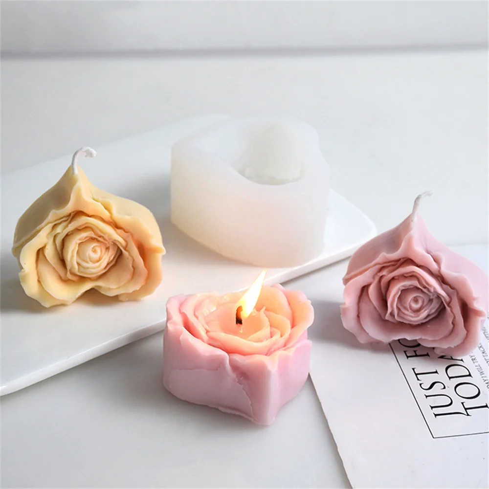 Rose-Heart-Candle-Silicone-Mold-DIY-Flowers-Shaped-Candle-Making-Soap ...
