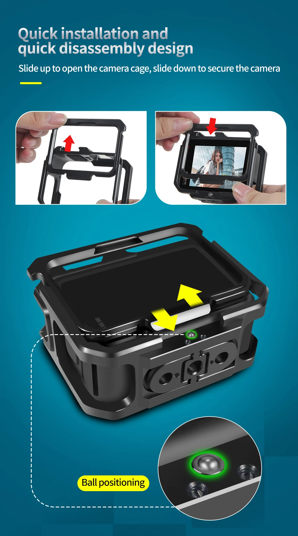 Description Picture 3 of itemFor Gopro 13 12 9 Camera Frame Metal Cage with Cold Shoe Mount Magnetic Foldable Adapter Bracket for GoPro Hero 11 Action Camera