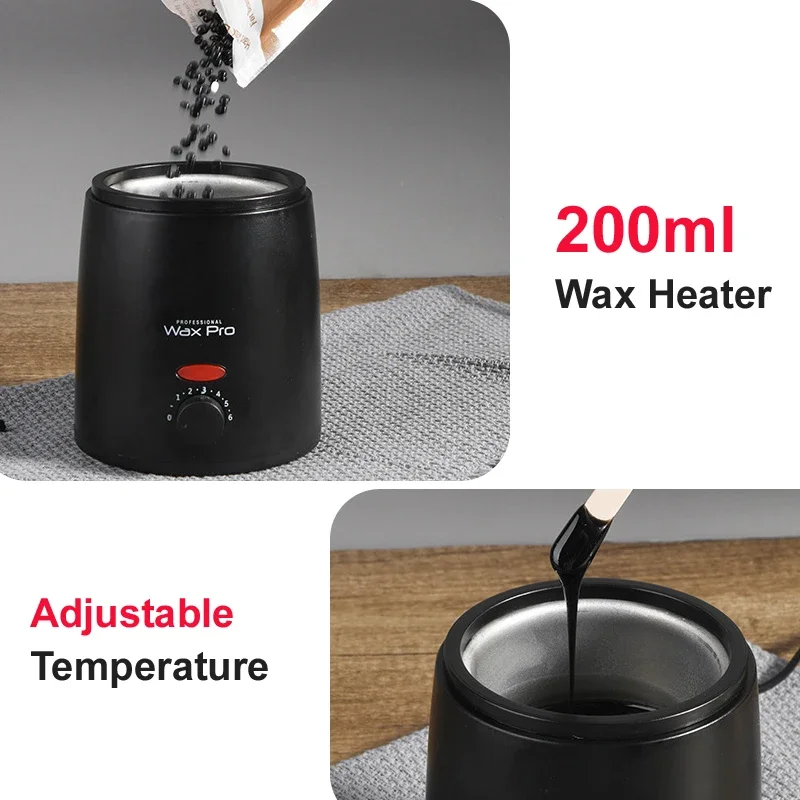 200ml-500ml Wax Heater Warmer Hair Removal Machine for Body SPA Epilator Paraffin Wax Pot + Wood Sticks + 200g Beans
