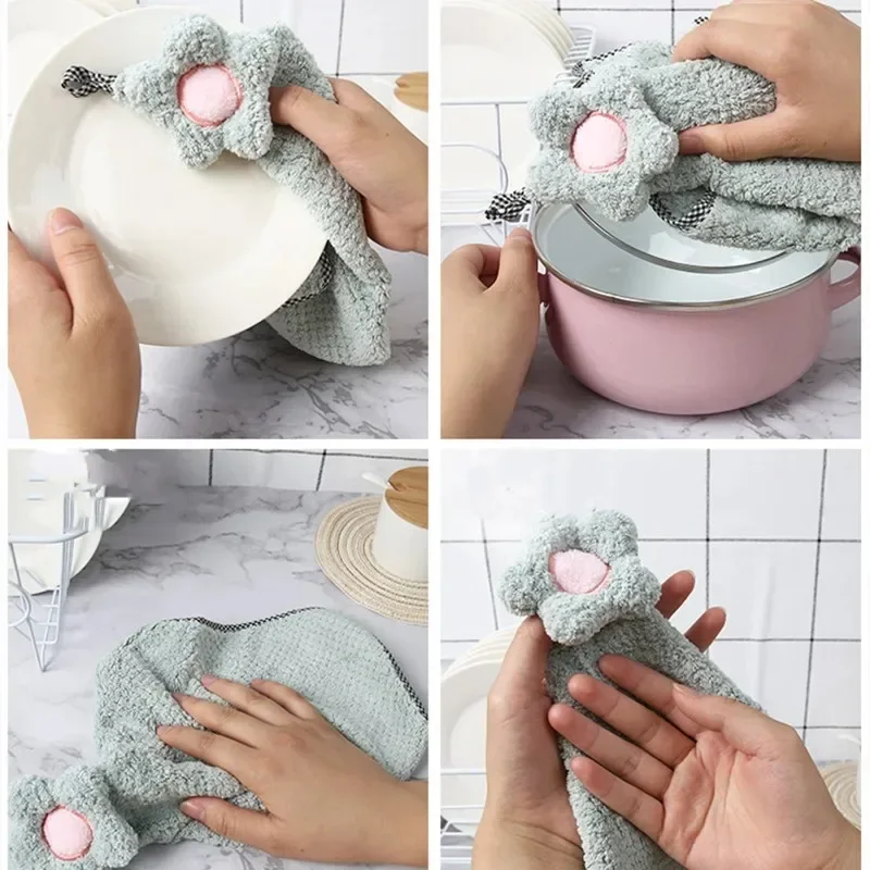 Set 3 Asciugamani In Pile Di Corallo Con Ricamo Orso Alfabeto – Super Assorbenti E Asciugatura Rapida Per Cucina E Bagno