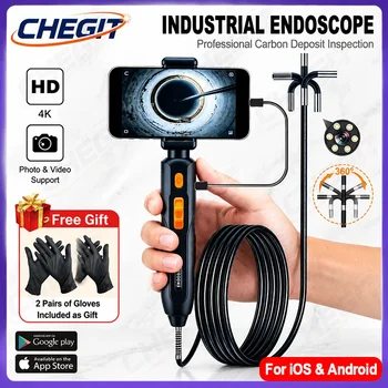 6.2mm with Light 4K UHD Endoscope 360° Articulating Borescope Endoscope Camera with Android/iOS Phone Commercial use 1