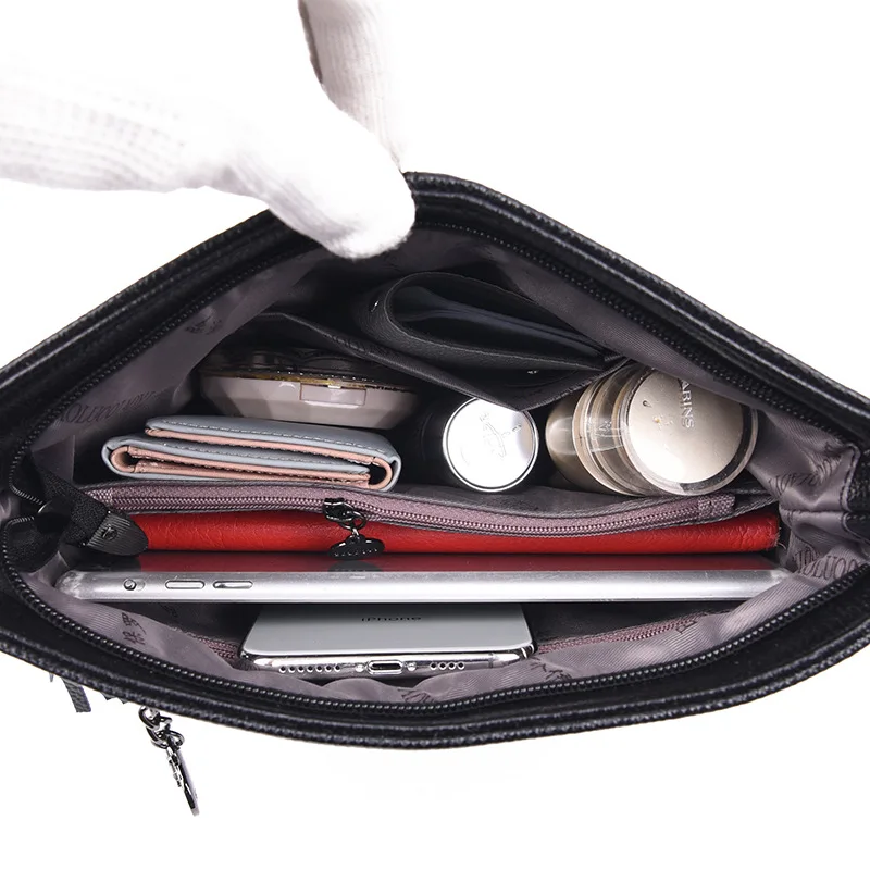 Borsa a secchiello casual con nappe da donna, borsa a tracolla alla moda, borsa a tracolla semplice per donna di mezza età, borsa alla moda - immagine 4