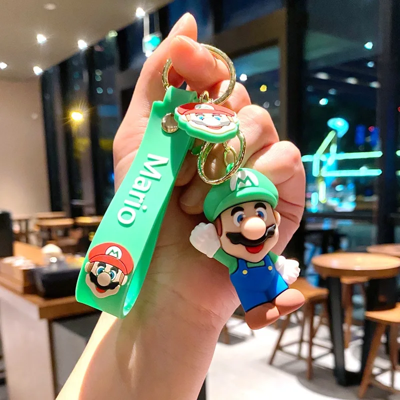 Super Mario Bros Game Stitch Disney Keychain wonder Action Figure Toy PVC Silicone Pendant Car Cartoon Bag Pendant Jewelry Gifts