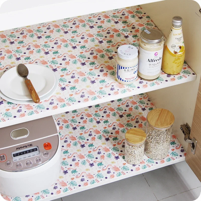 1 Roll Kitchen Table Mat Drawers Cabinet Shelf drawer liner Flamingo Cupboard Placemat Waterproof Oil proof Shoes Cabinet Mat