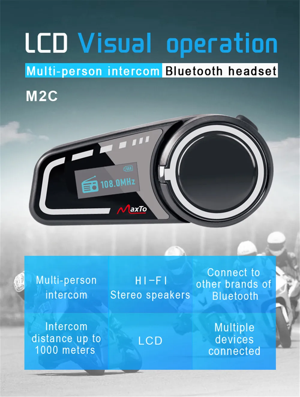 Maxto M2C    , 1000M 6 ̴ , ϴ , LCD ÷, FM