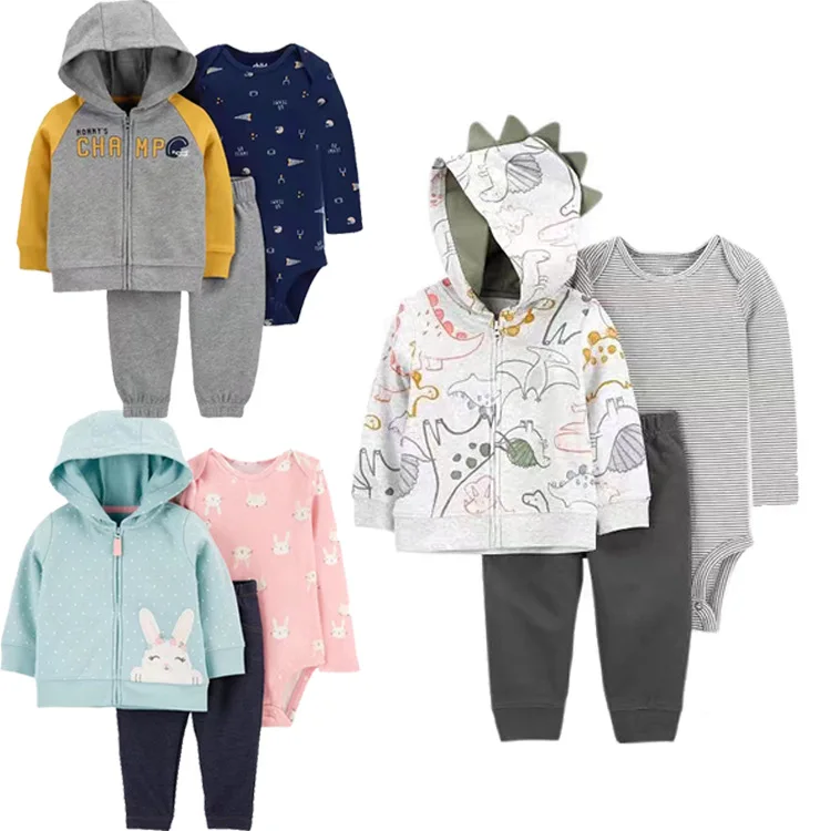 

Baby Sets Baby Girl Clothes Boy Autumn Clothes 2023 Babies Costume Toddler Long Sleeve Hooded+romper+pants 3pcs/set 6-24M