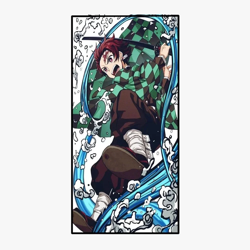 Japanese Anime Demon Slayer Bath Towel Kimetsu No Yaiba Tanjirou Nezuko Rengoku Printed Beach Towel For Adults Kids