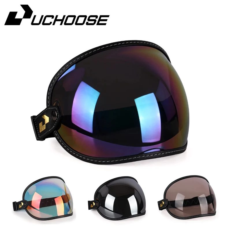 

Uchoose Retro Motorcycle Goggle Universal Bubble Visor UV Protection Vintage Motorbike Riding Glasses Helmet Lens Shield Durable