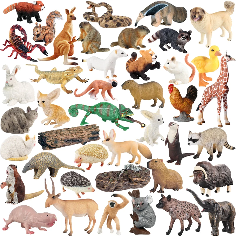 새로운 동물원 야생 동물 모델 카피바라 정글 동물 여우 고슴도치 기린 뱀 캥거루 황소 액션 피규어, 어린이 소장용 장난감