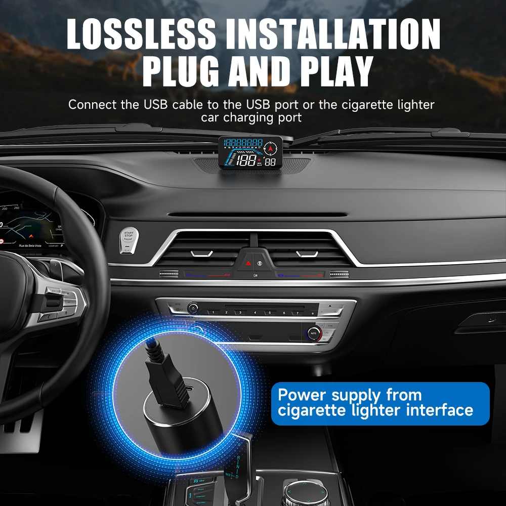 ANCEL  ڵ HUD GPS ӵ  ÷, ħ  溸, MPH KMH, G12