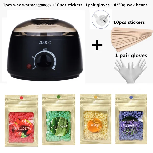 500CC /200cc wax warmer Hair Removal Wax- Heater Wax Beans 10pcs Wood Stickers Sets Waxing Kit cera depilator