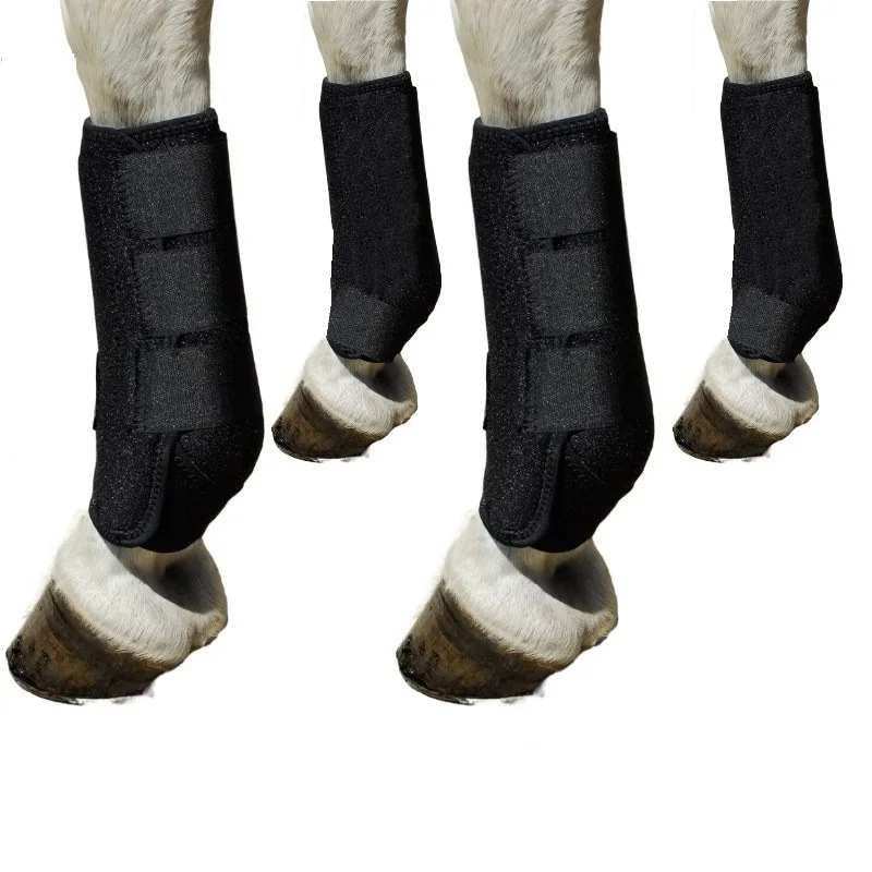 4 Bottes Cheval En Néoprène – Protège-jambes Absorbant Les Chocs – Taille 21 Cm – Noires