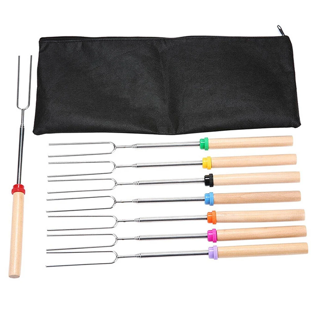 Barbecue Fork Set Telescopic Marshmallow Sausages Hot Dogs Vegetables Roasting Sticks Accessory bbq casings bbq tongs bbq skewer storage tube