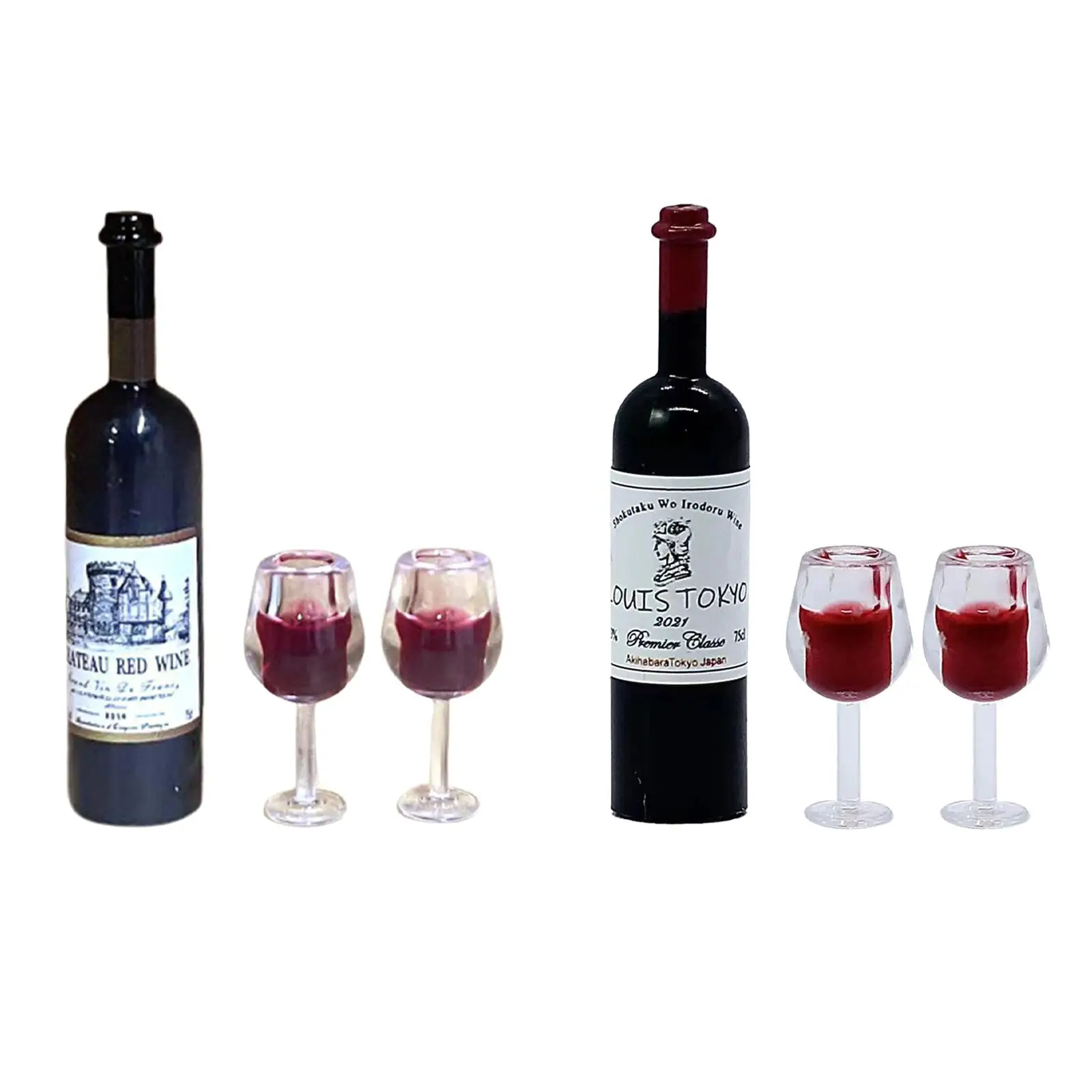 Dollhouse Accessories Wine Bottle Cups Scenery Supplies 1/12 Scale For Bars Living Room Kitchen Home