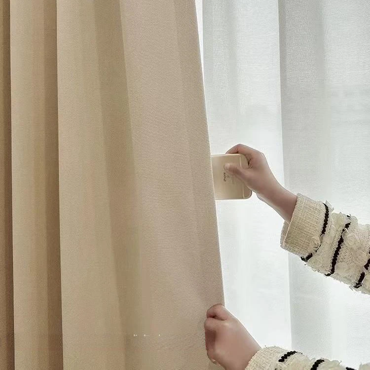 Thickened Cotton Linen Blackout Curtains for Bedroom Dining Luxury Modern Customized Thermal Insulation Window Tulle 3