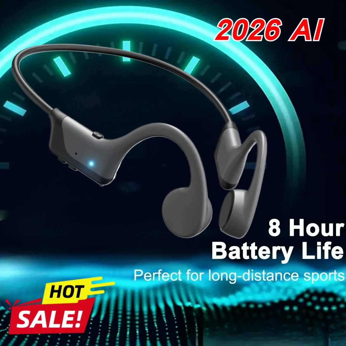 2026 NEW Open Ear Bone Conduction Headphones for Running Gym 20Hrs Battery Safe Comfortable Stay Aware IPX8 Sweatproof Headset