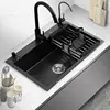 Stainless Steel Kitchen Sinks Black Nano Large Single-slot Wash Basin Under Countertop Thicken Washing Sink Kitchen Accessories 2