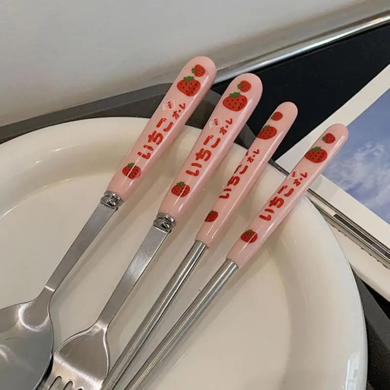 Portable Cutlery Set Dinnerware Strawberry Stainless Steel Knife Fork Spoon Travel Flatware With Box 3/2/1pcs,picnic cutlery set,western style cutlery set,picnic tableware,camping cutlery set,stainless steel cutlery set,cutlery set,wooden cutlery set,ceramic dinnerware set